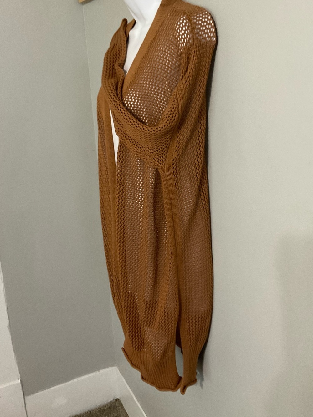 Pink Lily Open-Weave Oversized Long Cardigan Small - Picture 3 of 8